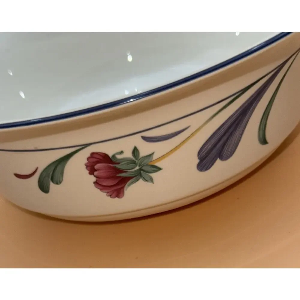 Lenox Chinastone Poppies On Blue Vegetable Bowl 8 1/2
